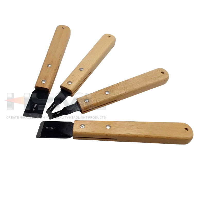 [Ventas directas de fábrica] Montaje de faros de coche Lámpara de desmontaje actualización mango de madera cuchillo de limpieza cuchillo de palanca raspador hoja de pegamento frío