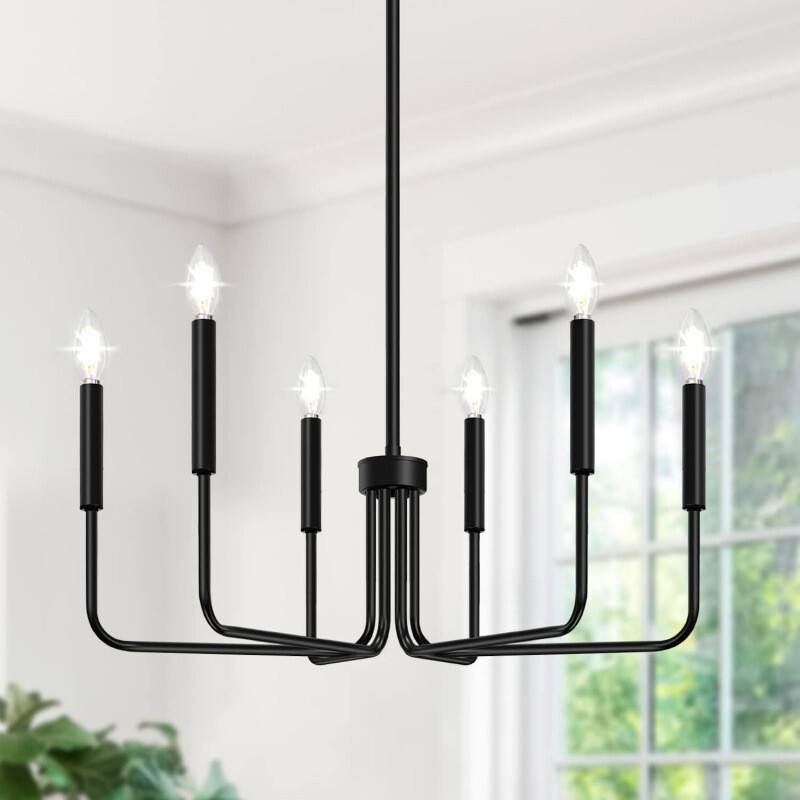 Simple and Luxurious American-Style Wrought Iron Chandelier for Living Room, Dining Room, Bedroom, Dining Table, Island, Black Retro Gold Chandelier