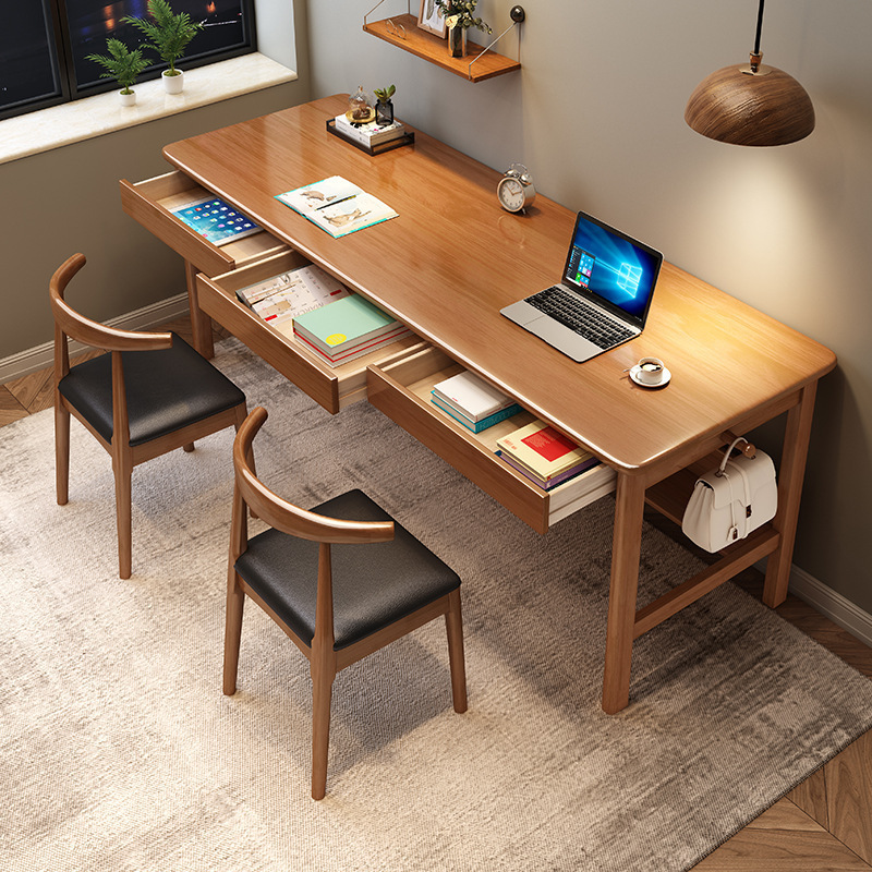Solid Wood Desk Extended Long Table Home Office Computer Desk Simple Meeting Desk Double Triple Writing Desk