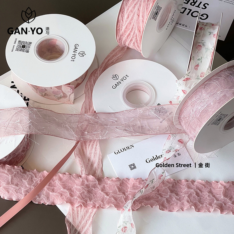 香港と韓国シリーズ韓国ファンリボン花花束包装リボンフラワーベーキングリボン手作り DIY 材料|undefined