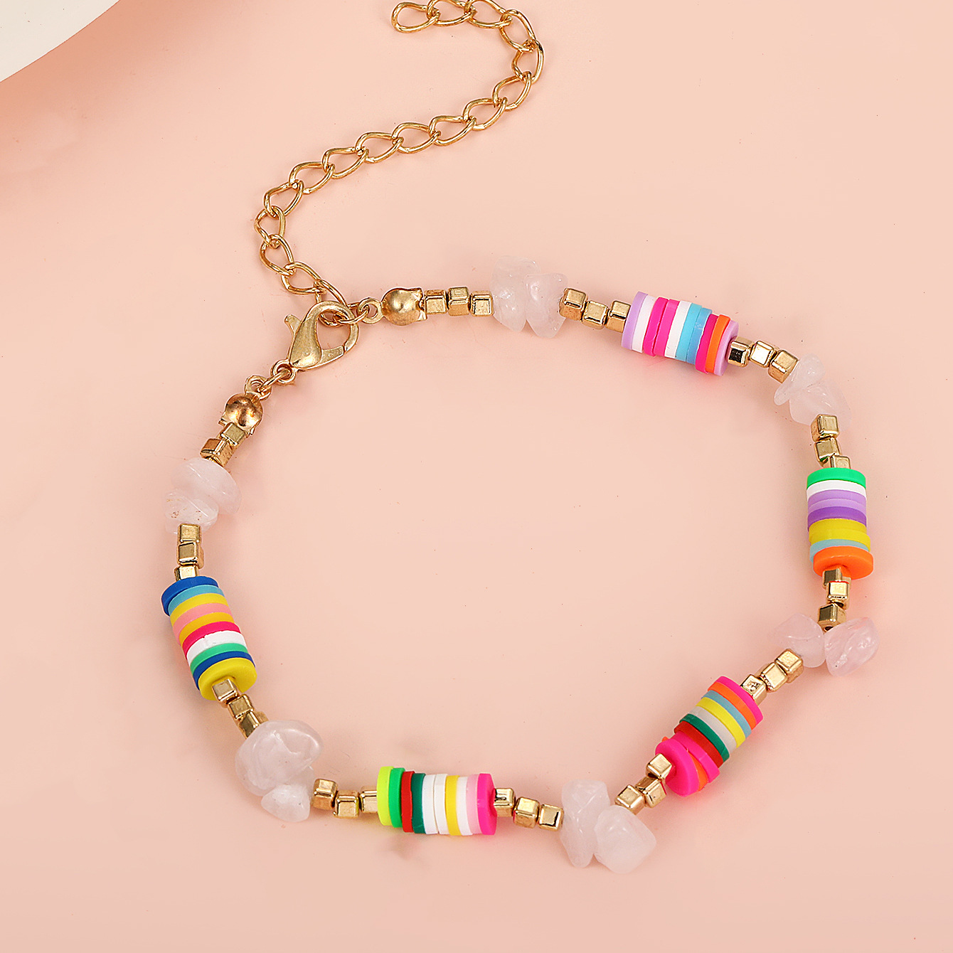 wholesale jewelry ethnic style color soft pottery piece stitching necklace bracelet nihaojewelry