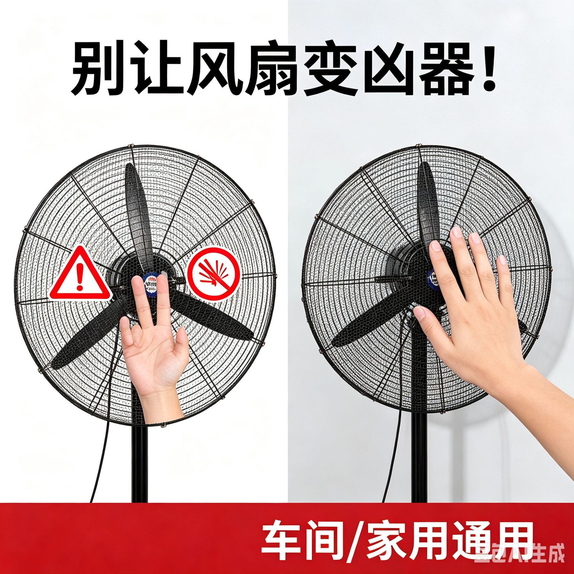 工业风扇防夹手防护罩车间风扇防护罩儿童防夹手风扇牛角扇保护罩