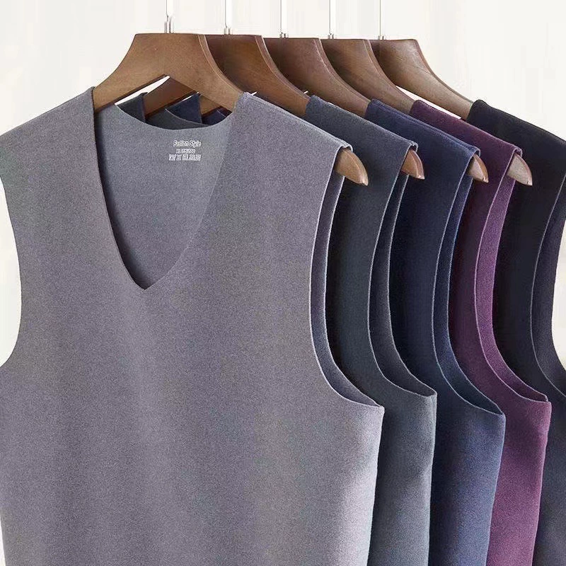 Мужская бесшовная теплая жилета Дежа бархат Толстый тонкая нижняя рубашка эластичная лихорадка осеннее и зимнее нижнее белье жилетка