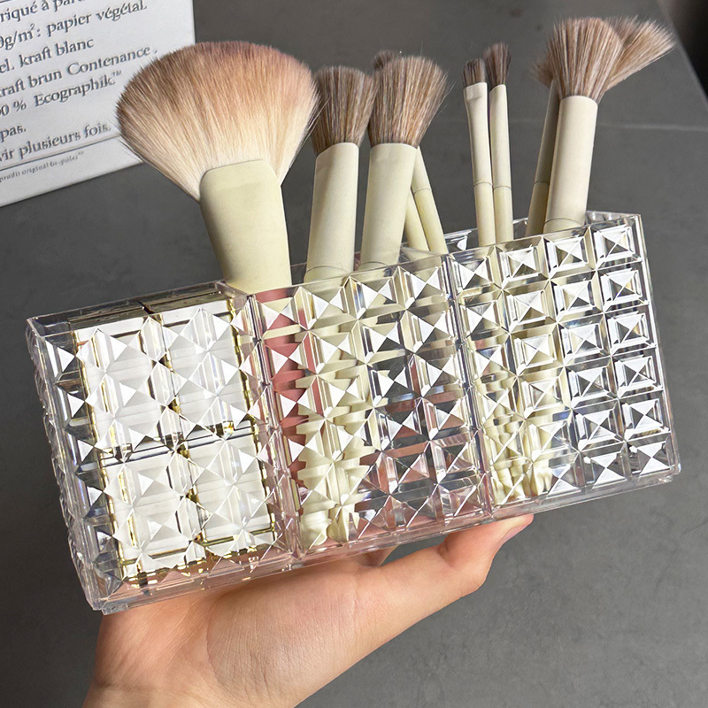 Makeup Brush Barrel Lipstick Eyebrow Pencil Storage Box Student Desktop Pen Holder Organizer Simple Acrylic Office Stationery Barrel