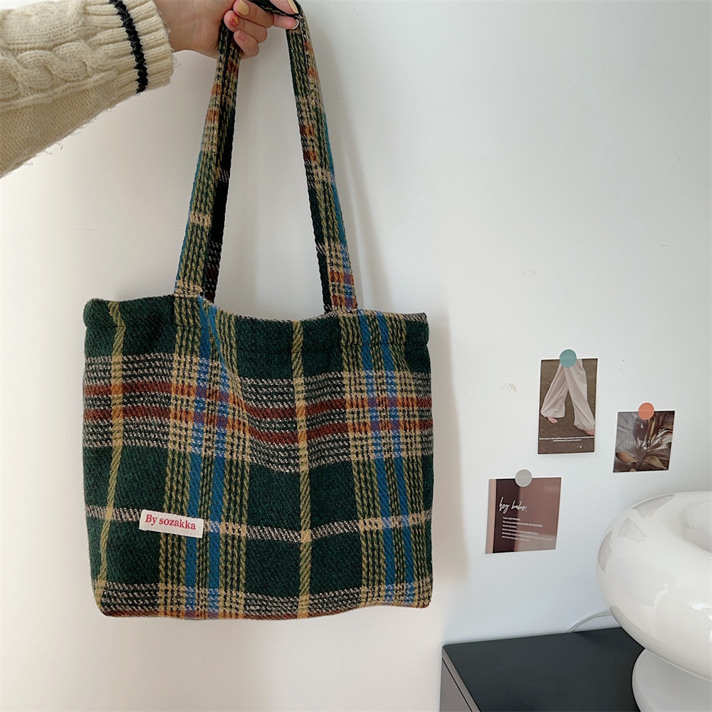 311021 textura de lana de gran capacidad bolsa de cercanías de las mujeres bolsa 2023 nuevo bolso de hombro portátil de la tela