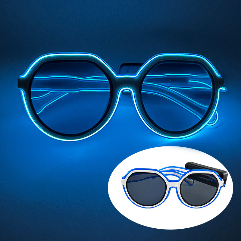 Gafas luminosas LED Barra KTV Equipo nocturno Gafas EL Gafas luminosas Oval Retro Moda Tinta Espejo