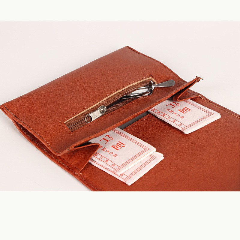 Bolsa de pipa de comercio exterior transfronterizo, bolsa de pipa portátil de doble cubo de cuero, bolsa de pipa de piel de vaca, bolsa de accesorios para fumar, fábrica al por mayor