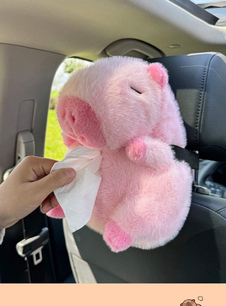 Car-mounted tissue box cartoon creative car use hanging plush car cartoon tissue bag