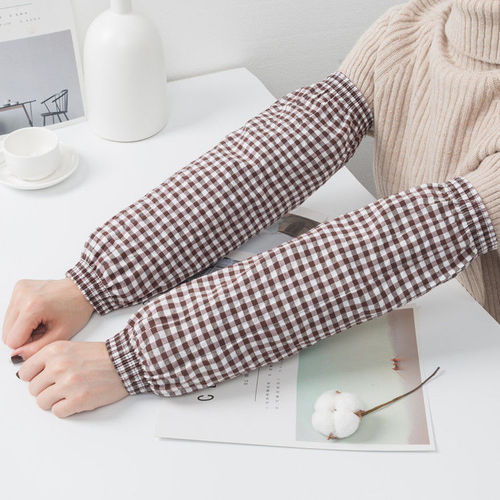 Extra long sleeves for men and women, plaid office cleaning anti-fouling sleeves, autumn and winter warm kitchen housework sleeves