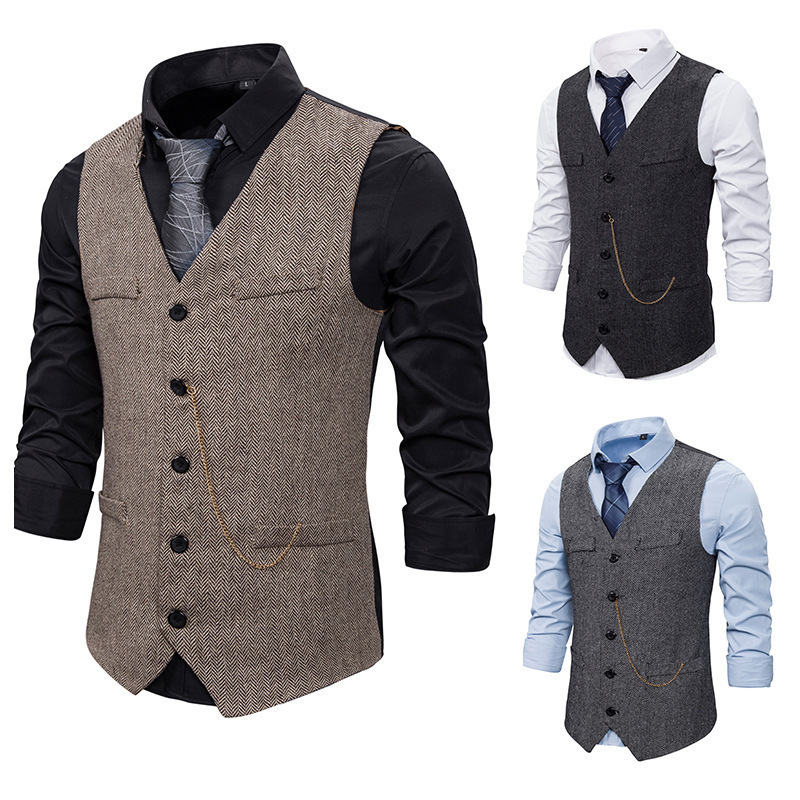 Foreign trade retro 1920S adult men's vest vest single-breasted casual vest chain suit a generation of hair