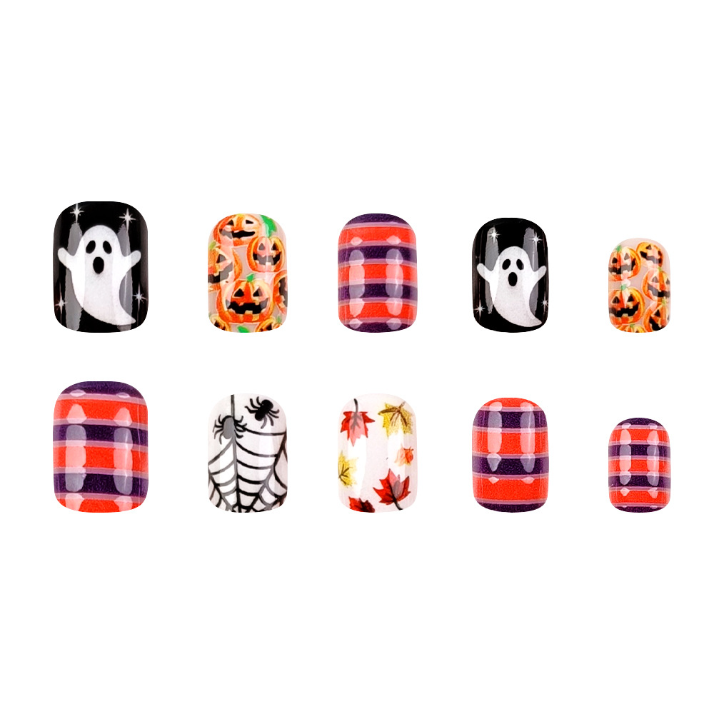 24 piezas de calabazas dulces y frescas, atmósfera festiva de uñas, uñas falsas, lotes mixtos.