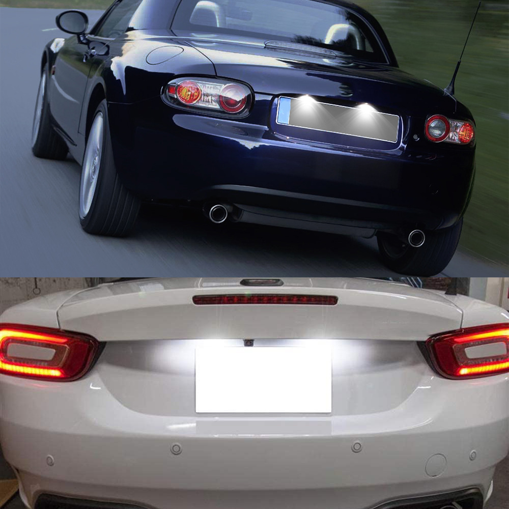2Pcs 18 Lights Black Led License Plate Light for Mazda Miata Mx5 06-15 Year Fiat 124