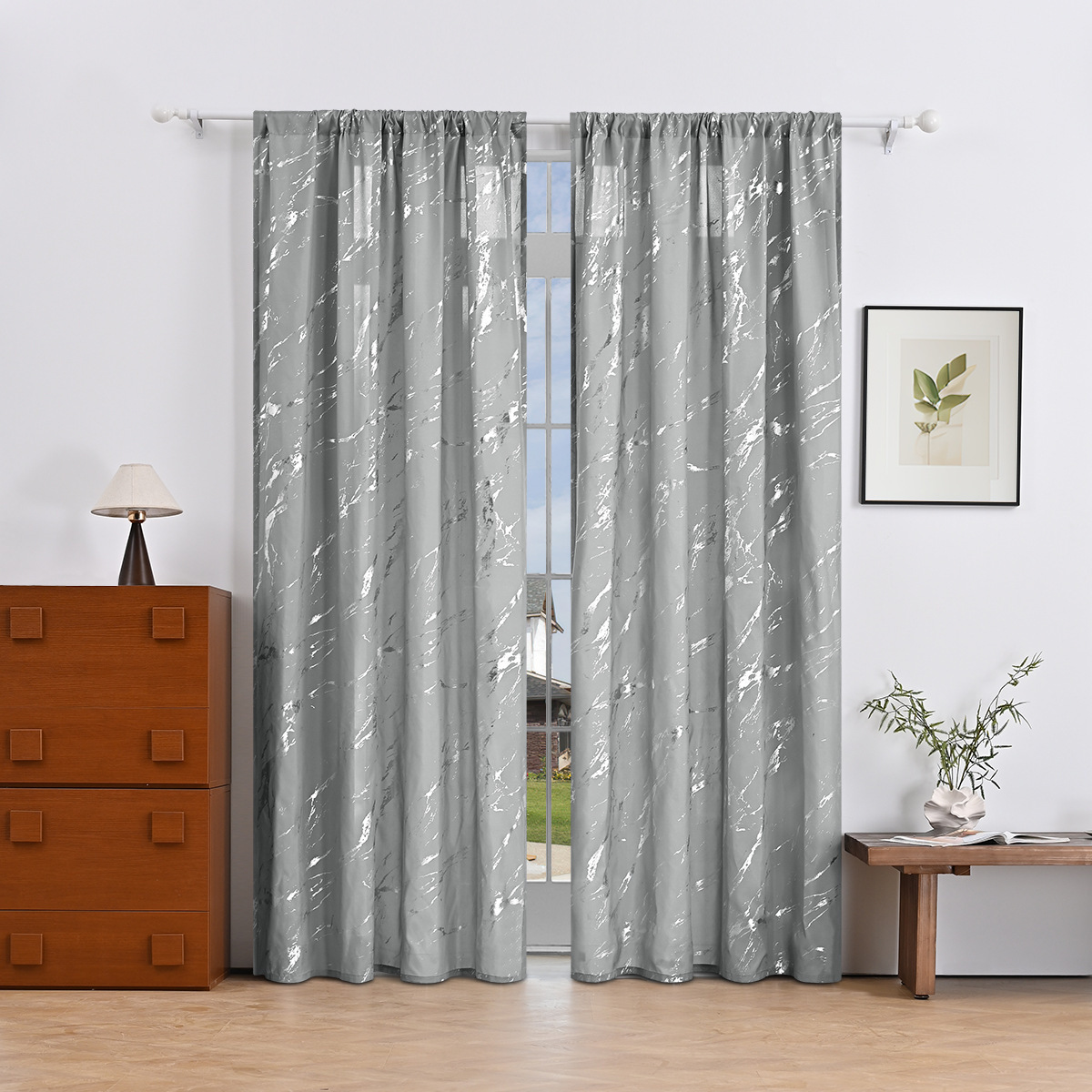 TEMU spot transfronterizo primavera textil cortina semitransparente acrílico oro y plata cortina de sombración de sombración sudeste asiático