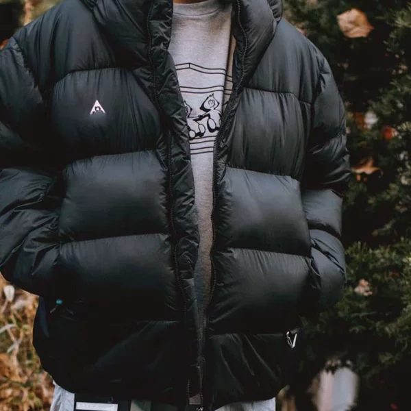 ACG Winter Down Cotton Jacket, Windproof, Waterproof, Thickened, Embroidered, Warm Puffer Coat, Loose Fit, Unisex Hooded Jacket