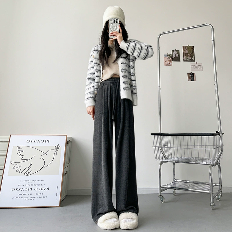 Широкие брюки с флисом на талии, свободные прямые leggings для подростков, S–2XL
