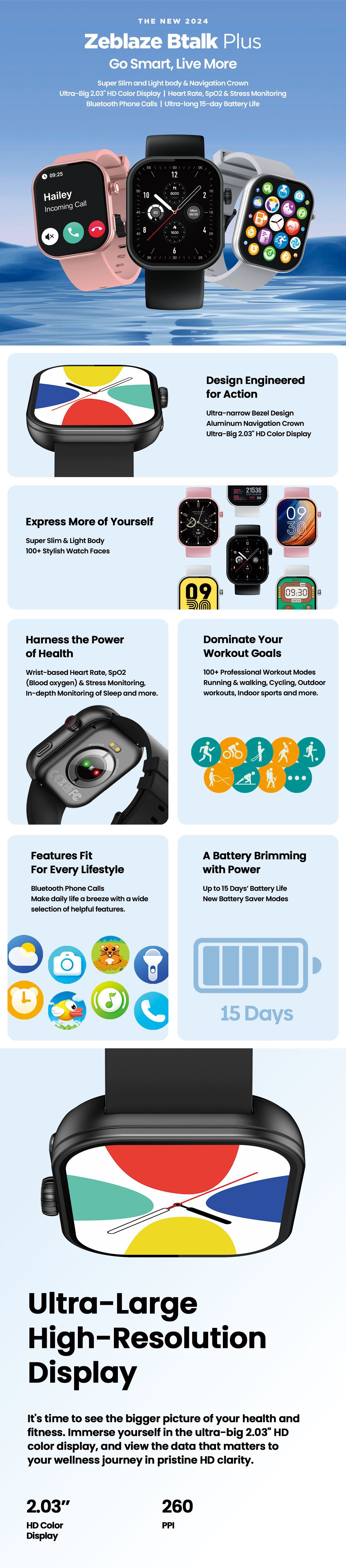 Zeblaze Btalk Plus Smartwatch Color Black