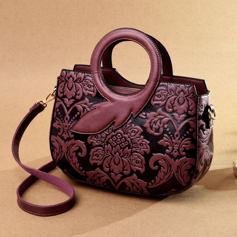 Women's bag retro flower women's shoulder messenger bag fashion large capacity women's handbag_voghion.com