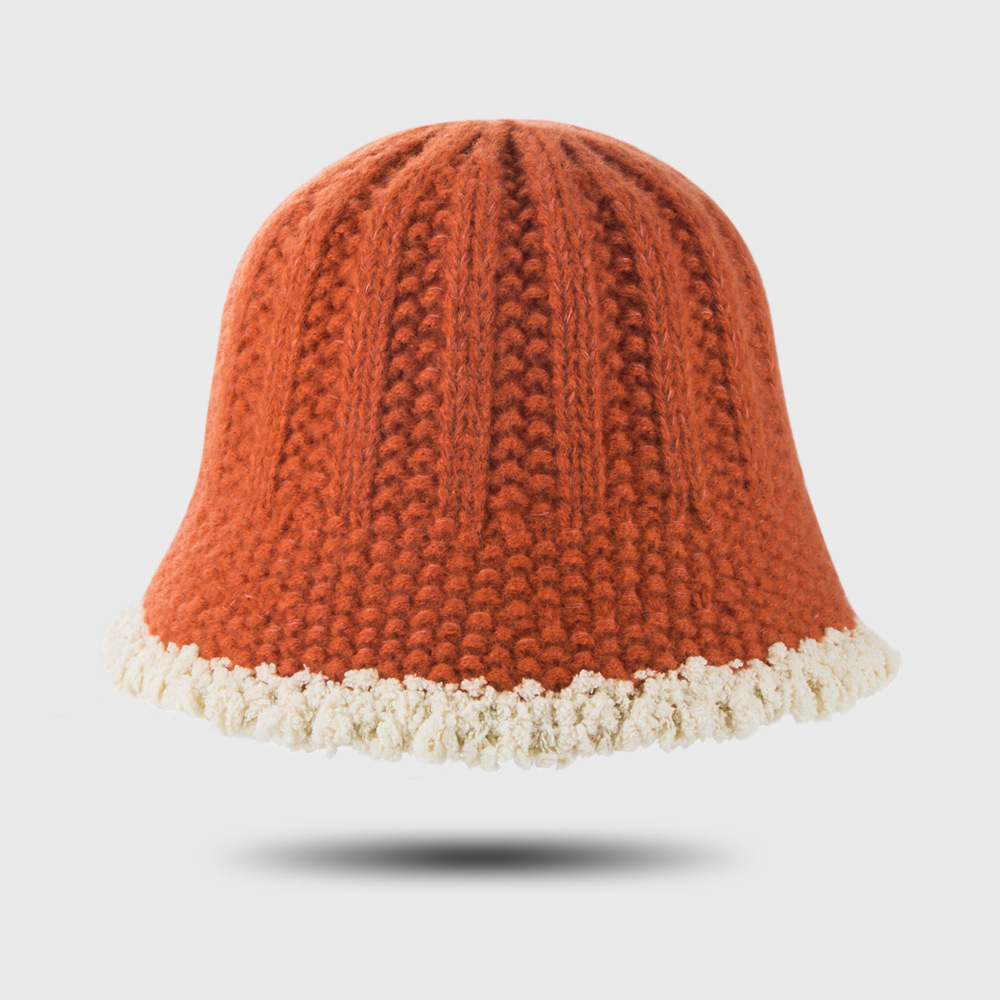 New Lamb Hair Fisherman Hat Warm Pot Hat Solid Color Knit Hat Wholesale display picture 6