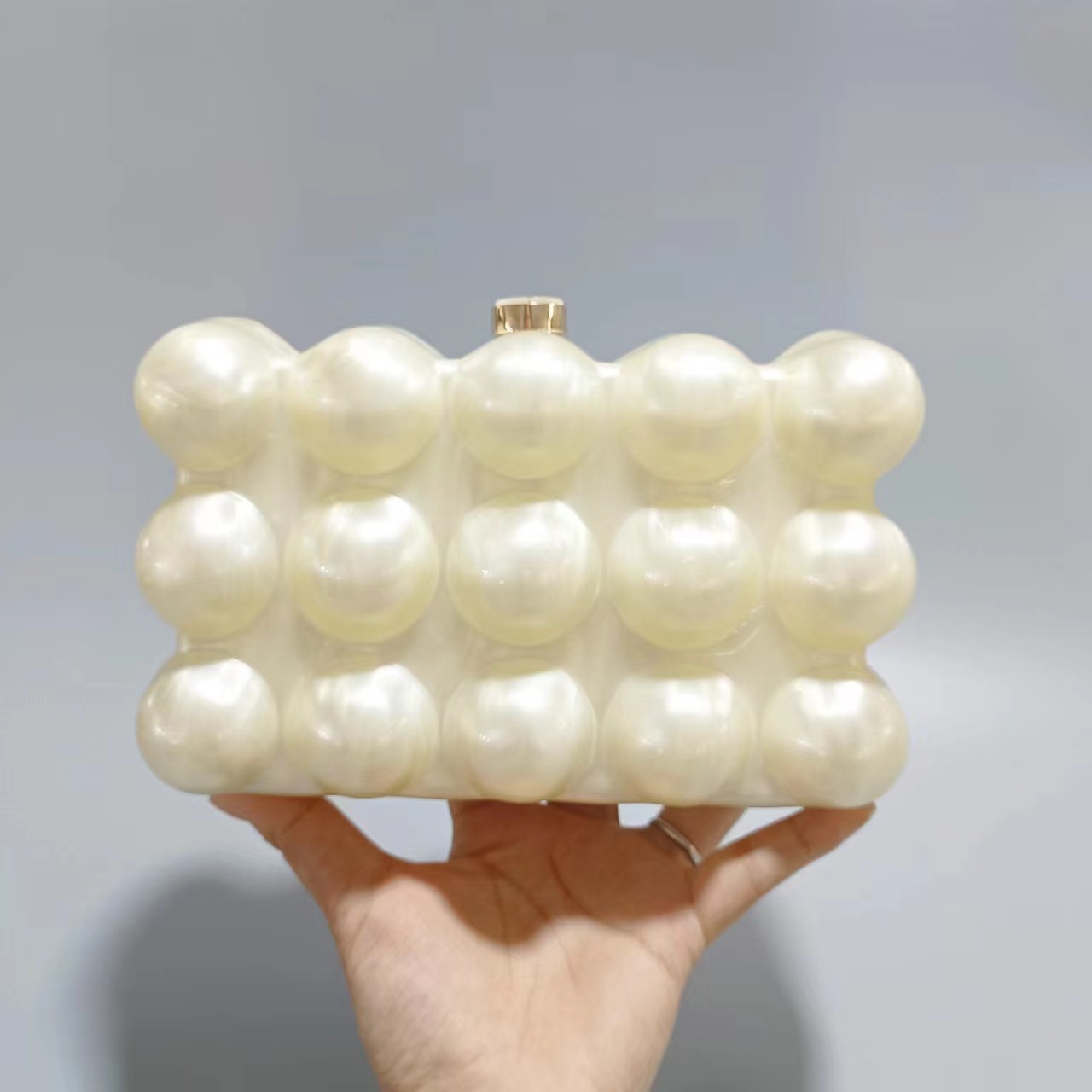 Chain Strap Type Arylic Solid Color Square Evening Bags