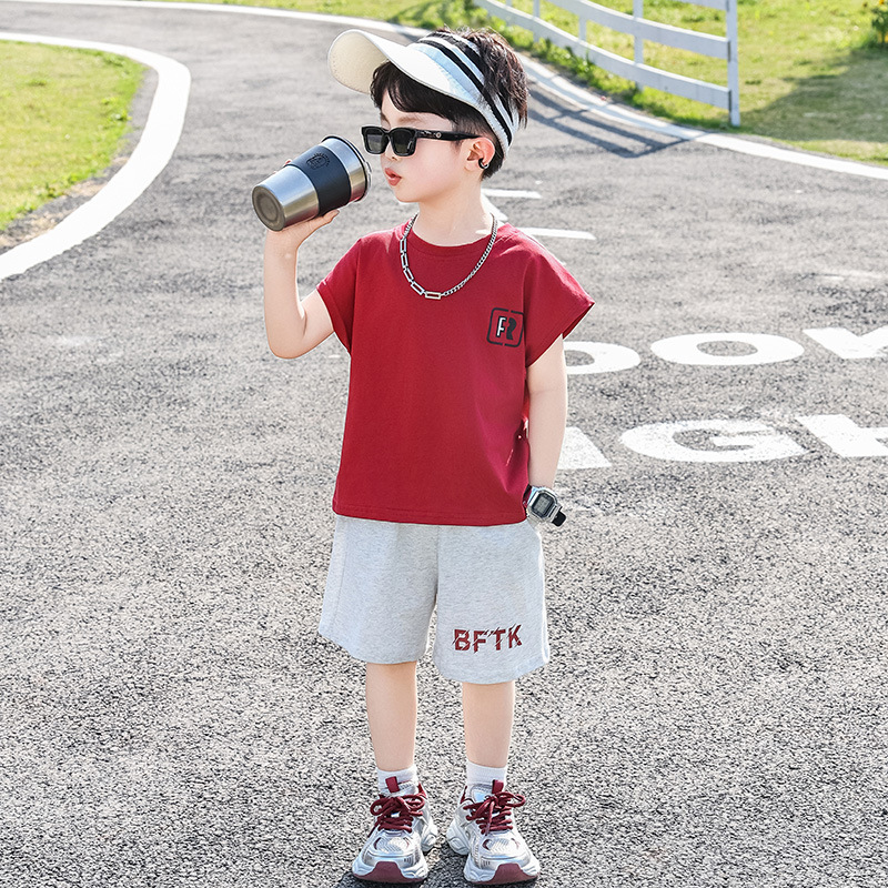7432 Traje sin mangas para niños 2025 Nuevo estilo Ropa de verano para niños guapos Chaleco fino de verano de dos piezas de verano
