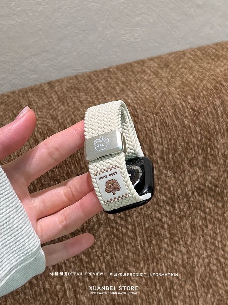 The top hat bear woven watch strap is suitable for the autumn and winter breathable Apple Watch s10 strap, Apple Watch 9/SE7 undefined