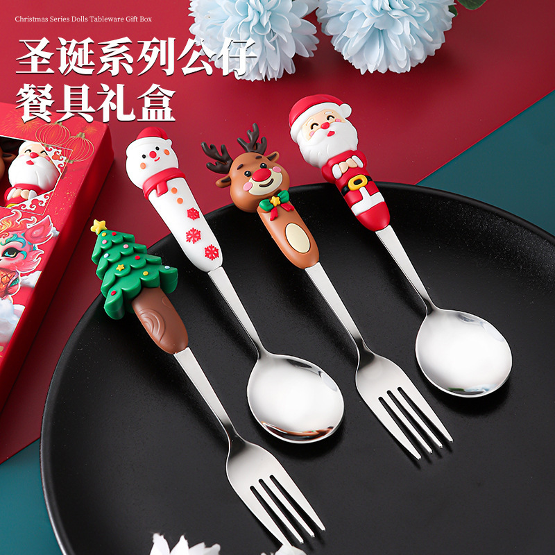 Cross-Border Christmas Spoon and Fork Set Stainless Steel Creative Gift Cartoon Christmas Gift Santa Claus Snowman Fork Cross-Border Christmas Spoon and Fork Set Stainless Steel Creative Gift Cartoon Christmas Gift Santa Claus Snowman Fork