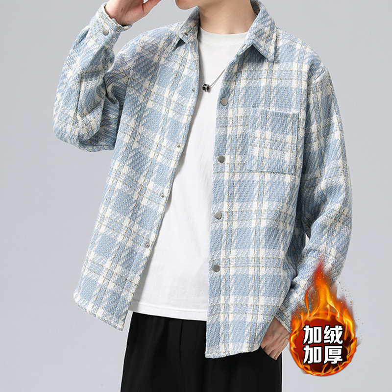 青少年コート男性春秋タイプ高校生小香風格子シャツ男性ハンサムジャケット男性服