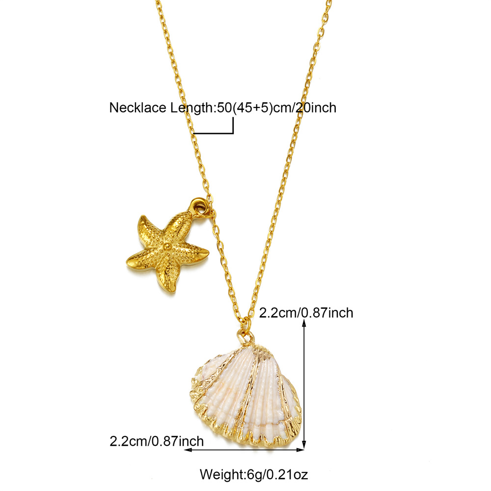 Pendant Necklace Classification Wholesale Jewelry Simple Style Classic Style Shell 304 Stainless Steel Patchwork Inlaid Shell Pendant Necklace