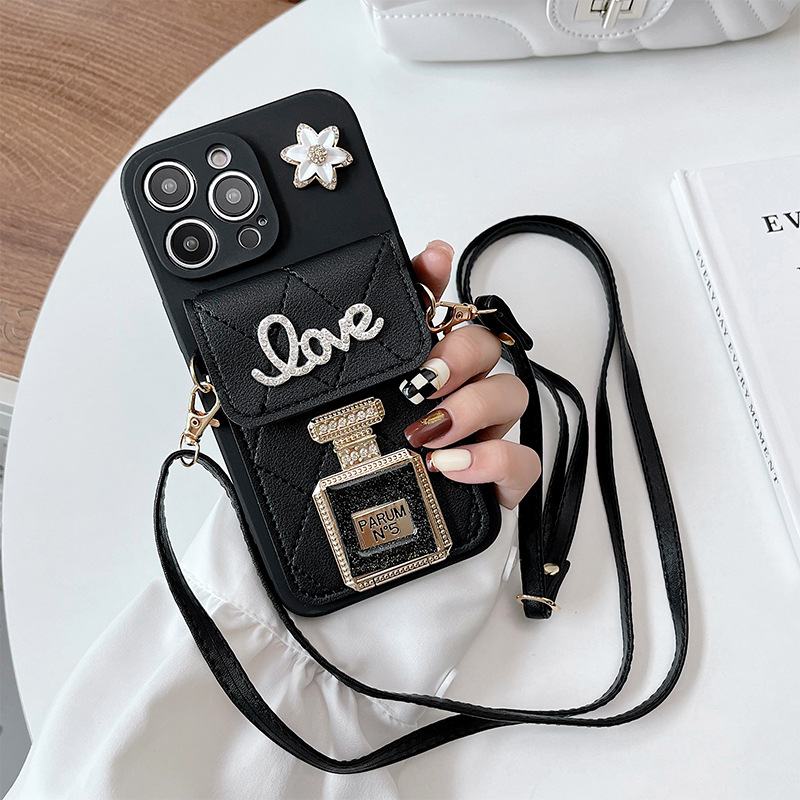 Rhinestone Material Rhinestone Bag Letter Perfume Bottle Handmade Cute Luxurious Phone Cases Phone Accessories
