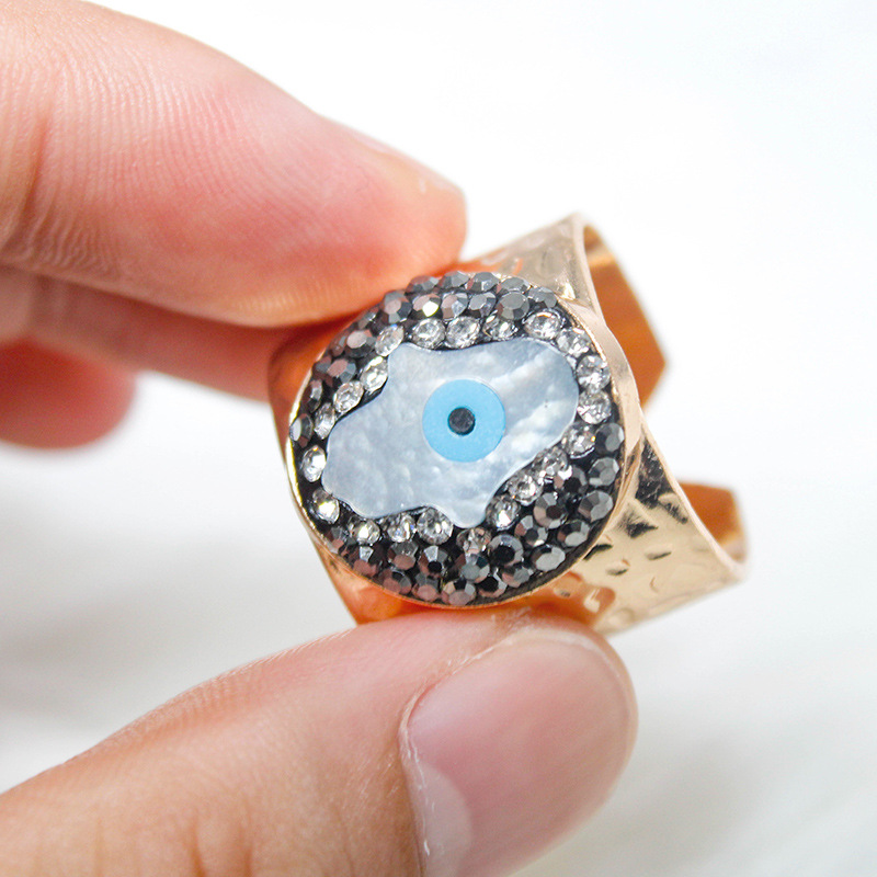 Fashion Hand Of Fatima Copper Plating Alloy Rhinestones Open Ring