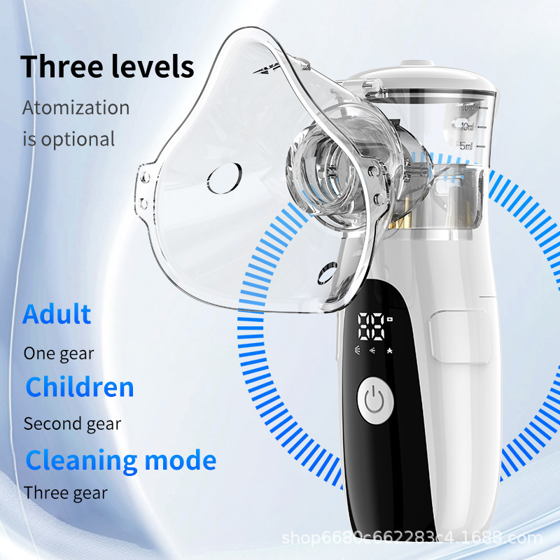 Handheld Rechargeable Led Digital Display Silent Automatic Cleaning Ultrasonic Mini Micro-Mesh Atomizer Cross-Border