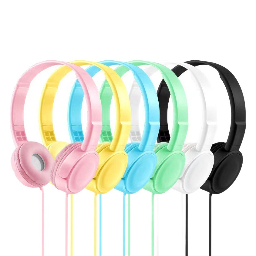 Transfronterizo auriculares MZ-026 macaron cinta micrófono con cable para niños auriculares de control de alambre auriculares de la computadora al por mayor
