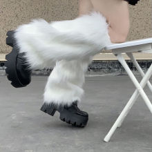 y2k毛毛袜套女秋冬堆堆袜中长筒个性亚文化保暖毛绒腿套搭雪地靴