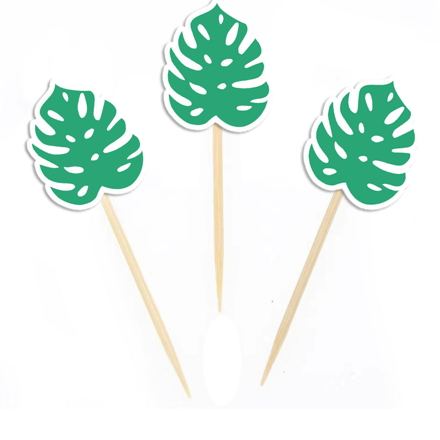 Amazon desechable palo de fruta pastel tarjeta tortuga hoja verde árbol de coco carnaval fiesta postre Decoración