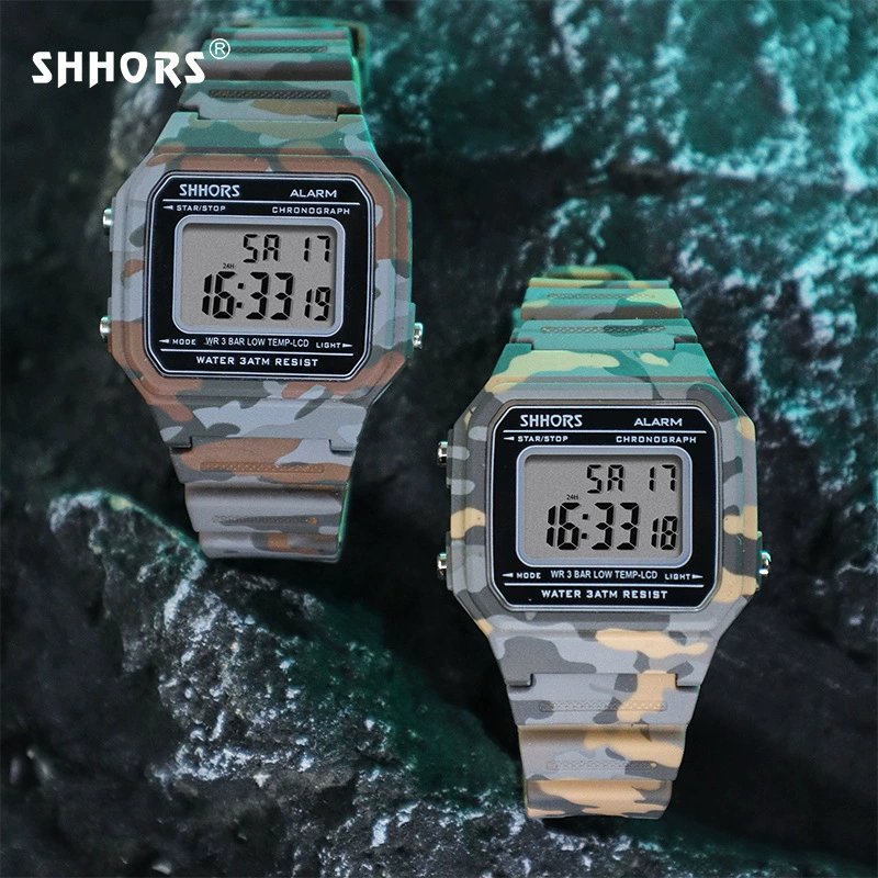 Святые обезьяны Shohors камуфляж Cool Hyun электронный Electronic Onight Alarm Молодежный студент электронные часы