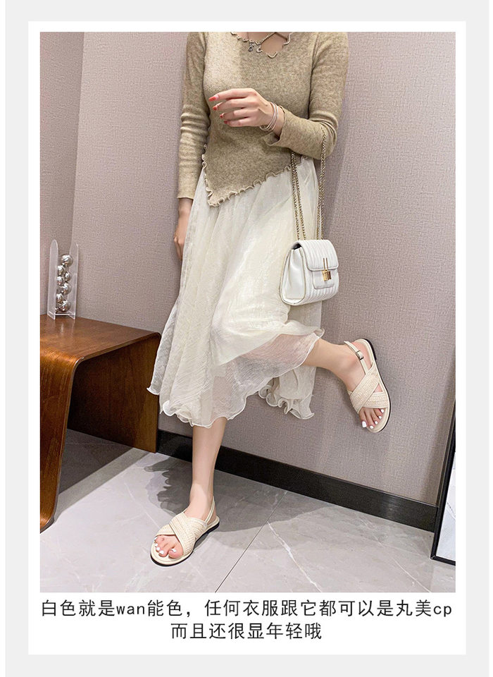 Dép sandal nữ quai chéo mũi tròn hở ngón đế dày phối màu, đế cao 3 cm — Màu Mơ (Dép lê), Màu Mơ (dép), Màu nâu (dép), Màu đen (dép) chi tiết 27