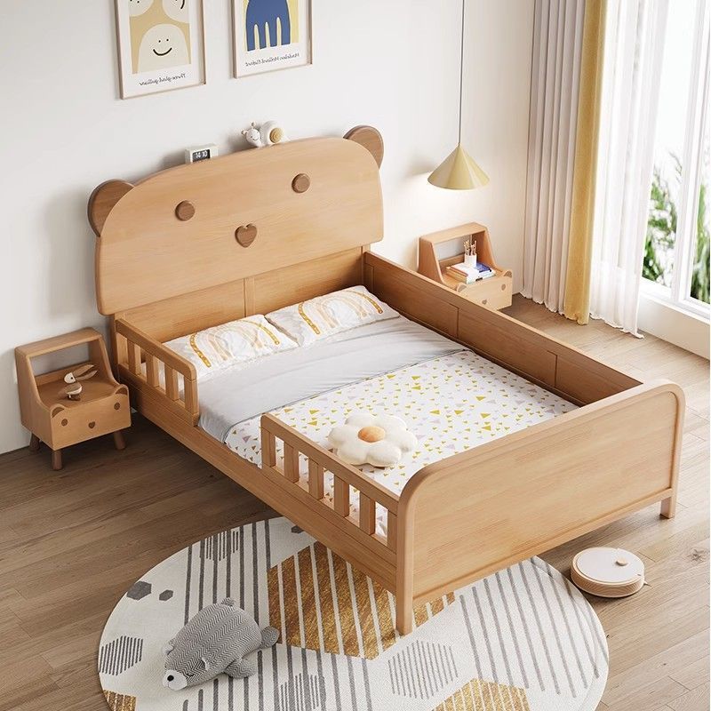 Children's Room Kids Bed Solid Wood Kidsren's Bed with Guardrail Boy Girl 1.335m 1.5m Cartoon Kidsren's Bed