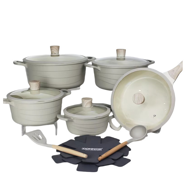 DONNOR estriado ondulado 15 piezas antiadherente cocina granito mármol cocina