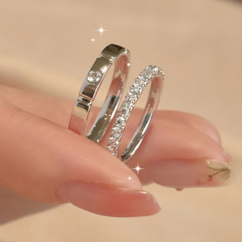 Xiaohongshu の同じスタイル s925 スターリングシルバーフラッシュニッチ宝石カップル結婚指輪行リングモアッサナイトダイヤモンドリング多用途|undefined