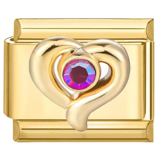 2473-풀 골드 컬러 원석 하트