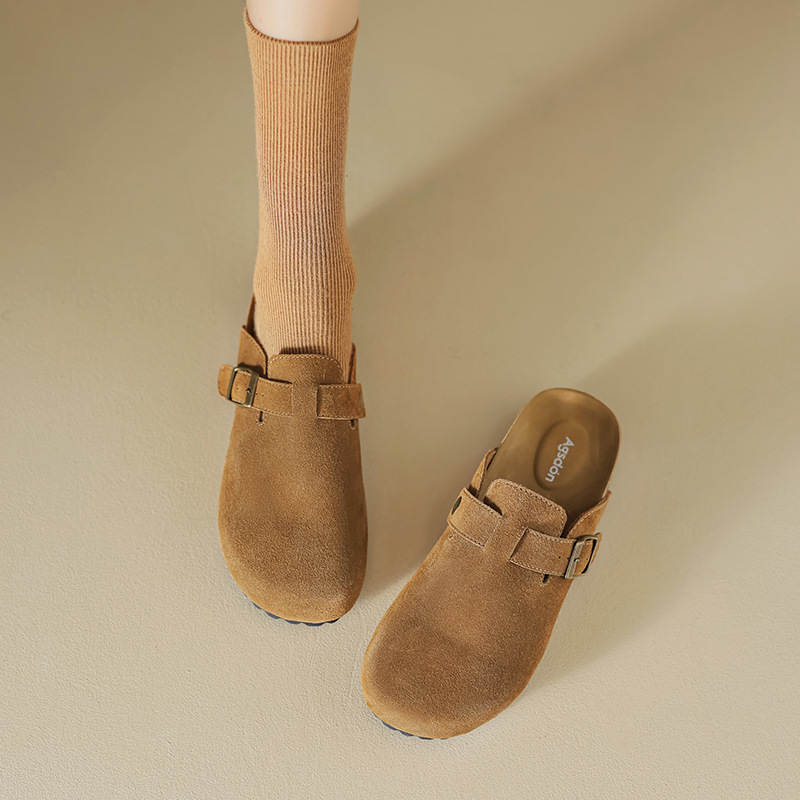 Pantuflas cerradas Augu Shiden para mujer, nuevo estilo primavera 2026, cómodas y casuales, estilo Birkenstock, para exterior, a la moda.