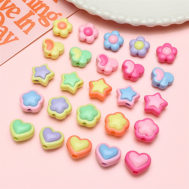아크릴 2 색 비즈 사랑 다섯개 별 흩어져있는 비즈 팔찌 목걸이 수제 DIY 페르시 쥬얼리 액세서리 재료
