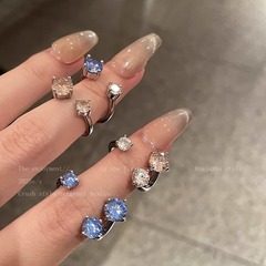 Fingertip Starlight~フラッシュダブルヘッドフラッシュダイヤモンドリングレディースニッチデザインライトラグジュアリージョイントリングハイエンドスタッキングリング