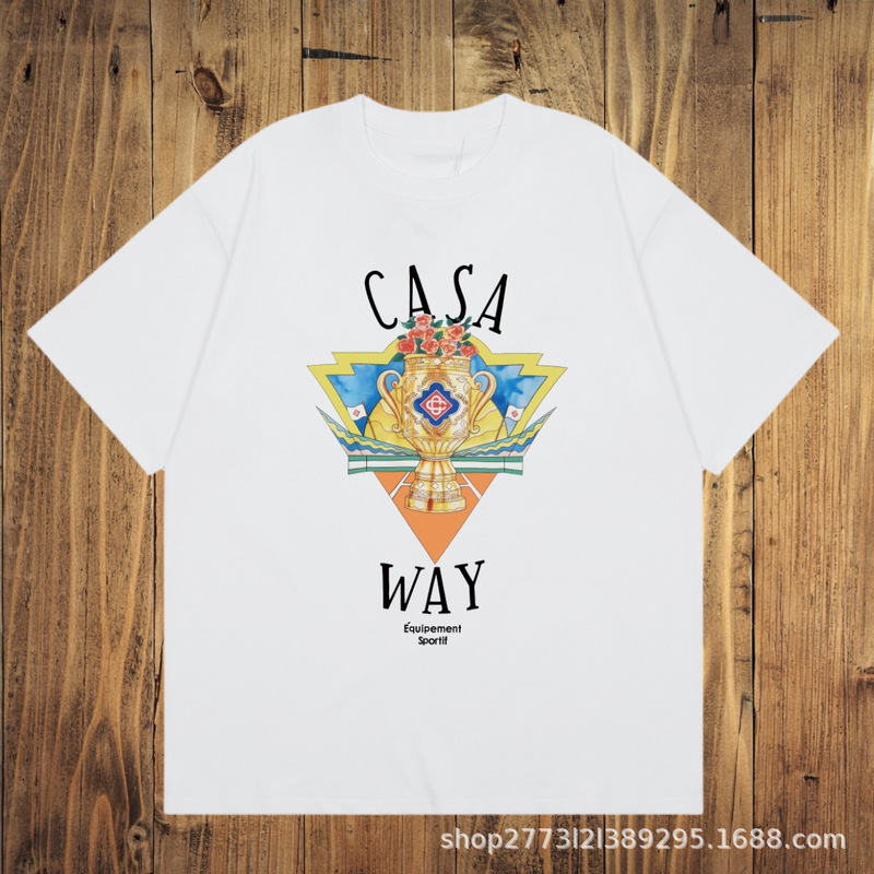 Casablanca Casablanca Short-sleeved Ins European and American Niche Trendy Brand Pure Cotton Casual High Street Printed T-shirt
