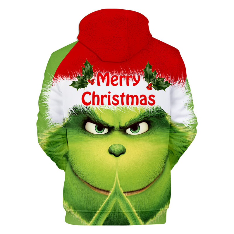 Cross Border Clothing Green Hair Monster Grinch Sweater 3D Digital Print Hoodie Christmas Clothing Cross Border Clothing Green Hair Monster Grinch Sweater 3D Digital Print Hoodie Christmas Clothing