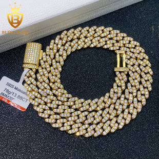 AliExpress Europe and the United States hot selling new 8mmS925 silver inlaid double row moissanite Cuban chain necklace bracelet wholesale