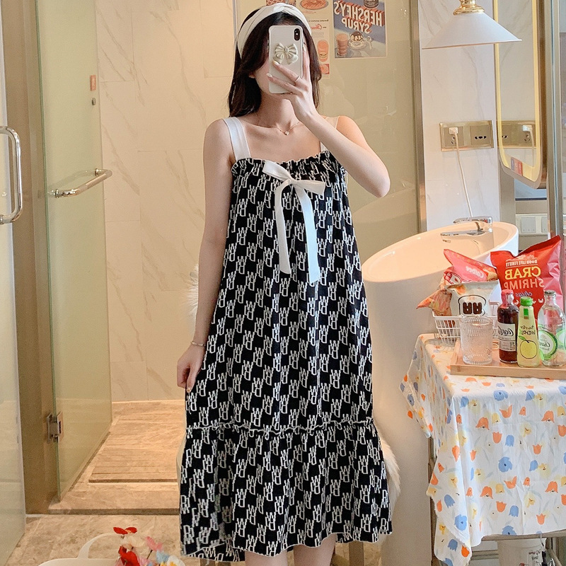 Correa de verano camisón chica con almohadilla de pecho pijamas correa de arco de seda artificial sexy desgaste del hogar lindo sexy