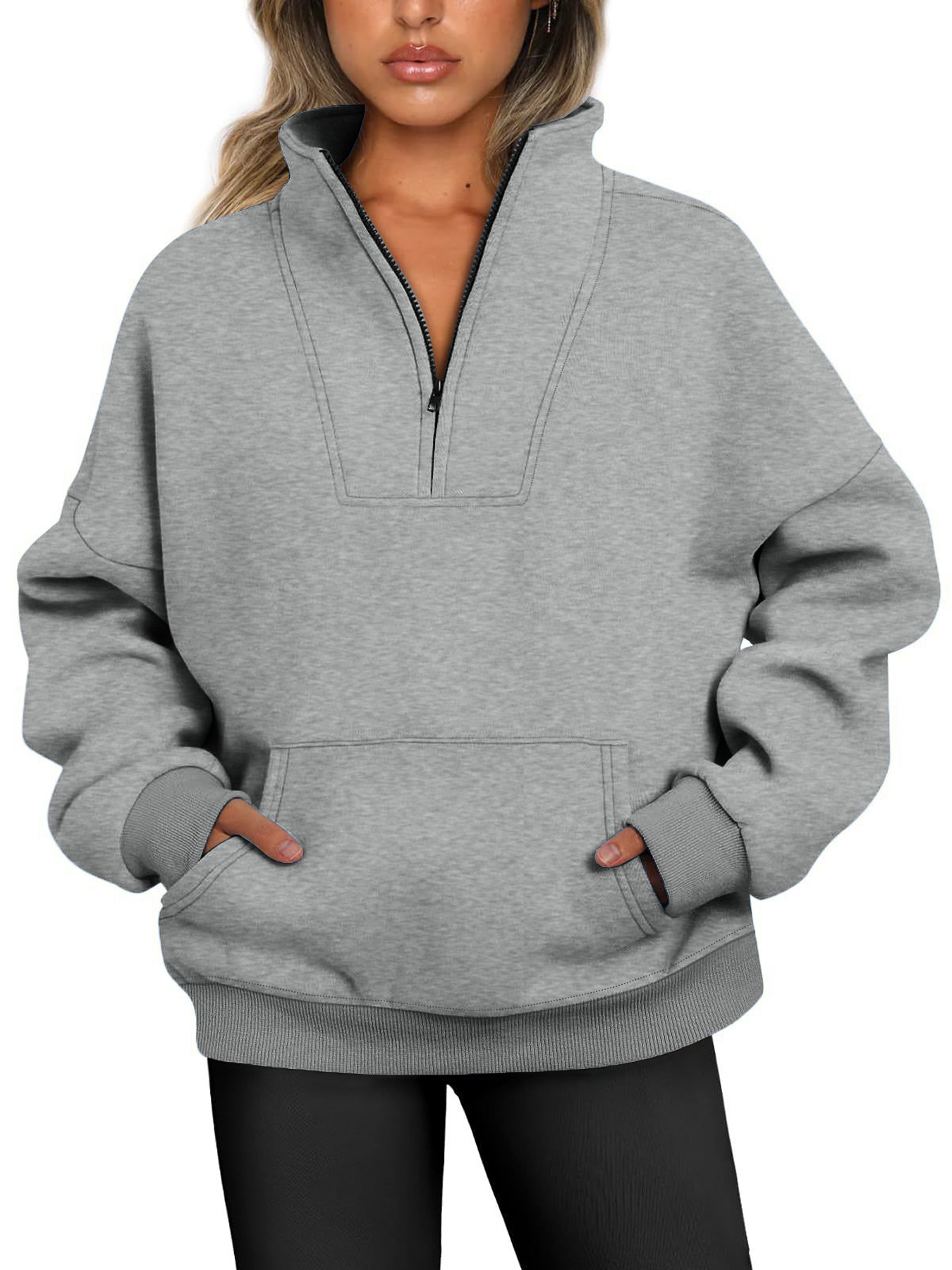 Women's Hoodie Long Sleeve Sweaters & Cardigans Zipper Simple Style Solid Color display picture 7