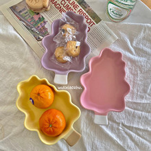 屋里小猪*颜色超奶的圣诞树餐盘。烘焙烤碗水果盘甜品早餐赵