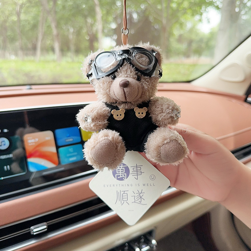 Pequeño oso de peluche colgante de automóviles colgante de automóviles colgante de automóviles espejo retrovisor colgante de automóviles adornos perfumados joyas mujeres